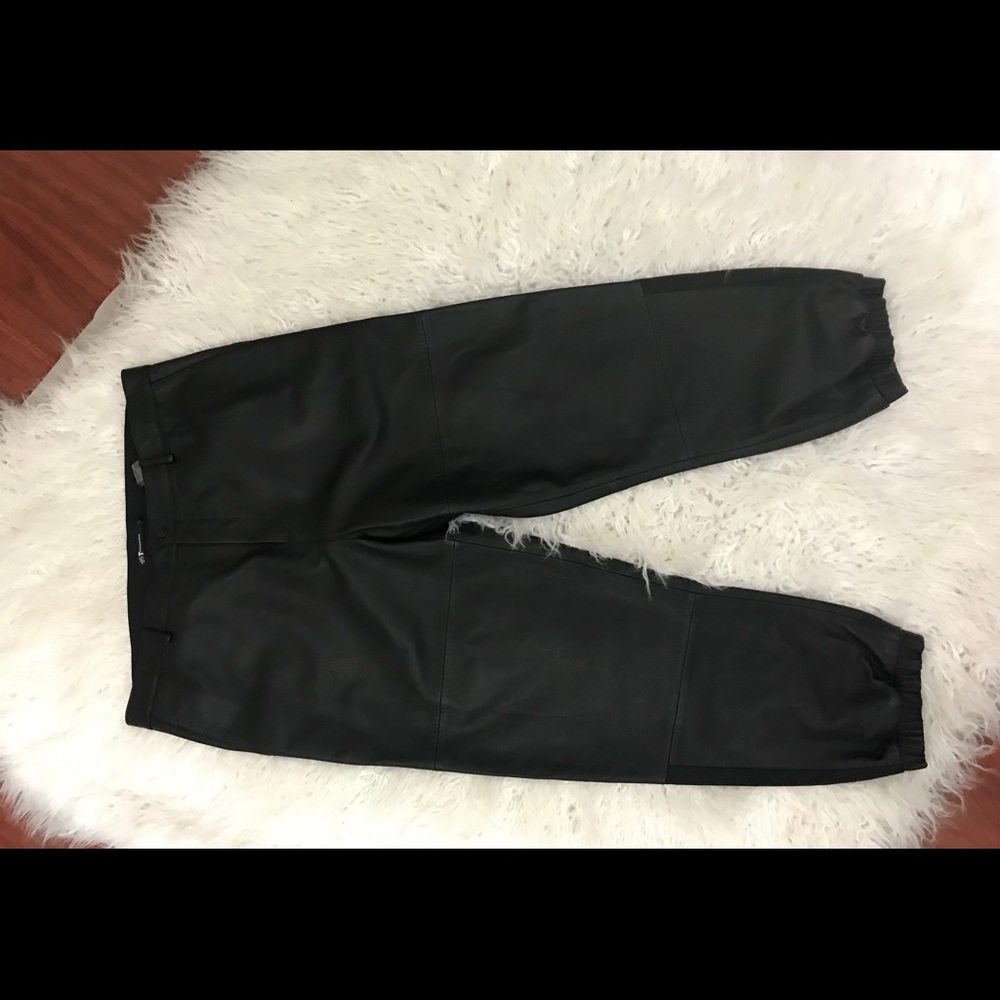 T By Alexander Wang Contrast Paneled Leather Pants - Picture 3 of 8